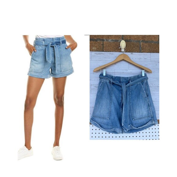 AMO Shorts Blue Finder Keepers Paperbag Denim Women size 27 - Picture 1 of 11